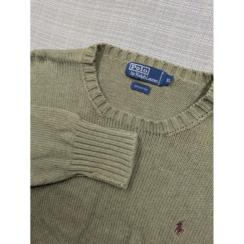 Polo Ralph Lauren Mens XL Sage Green Cotton Shaker Stitch Crewneck Sweater Logo